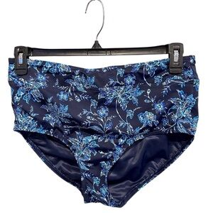 Lands' End Women's High‎ Waisted Bikini Bottoms Size 12 Blue Floral